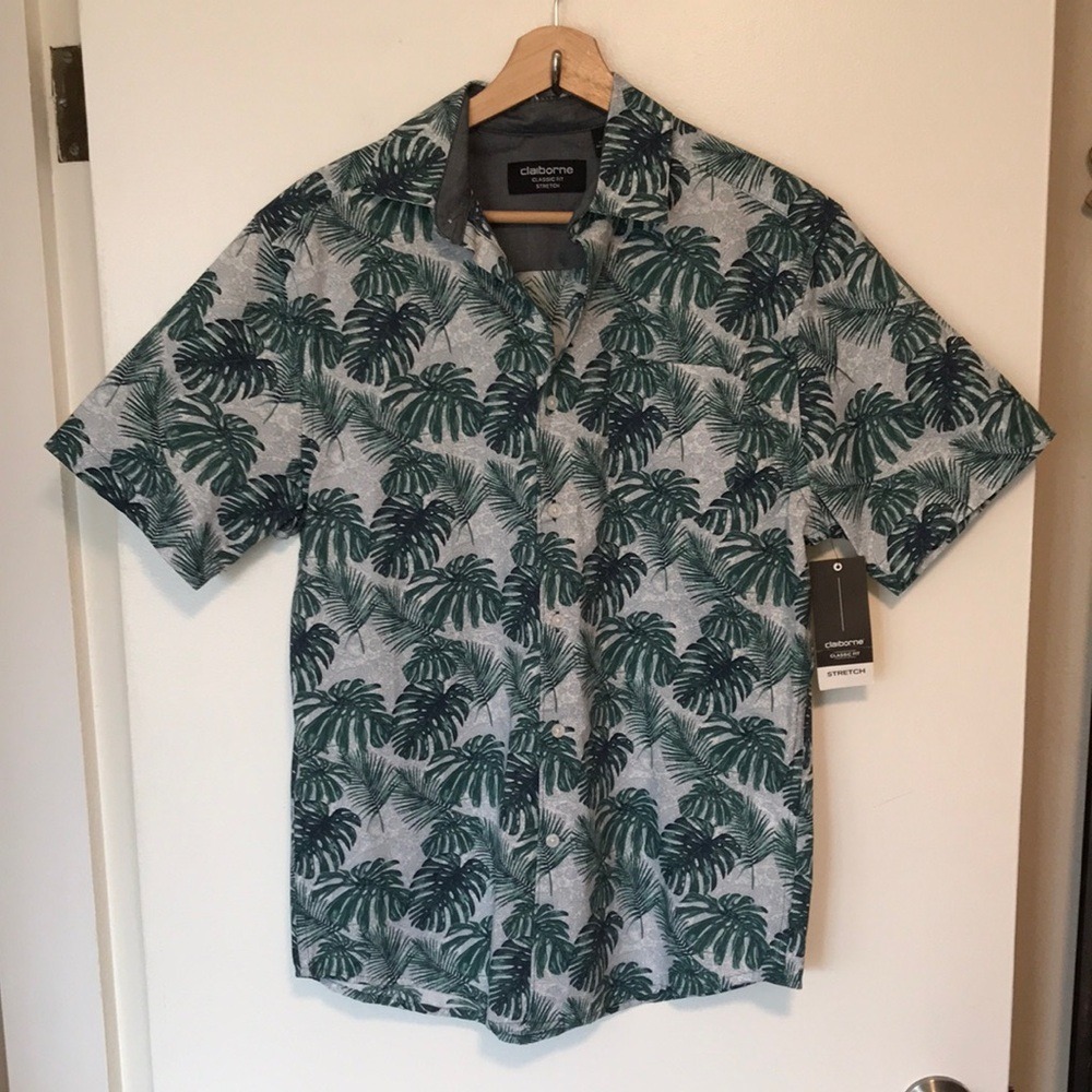 NEW‎ Claiborne Tropical Leaf Print Shirt